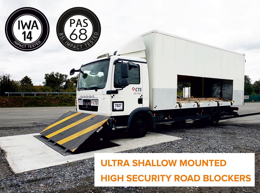 Crash test of PAS68/IWA14-1 Ultra shallow blocker Crashtest des Ultraflachblockers